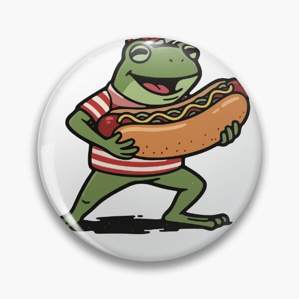 Item preview, Hungry Frog Eating Giant Hot Dog Cartoon designed and sold by Floomart.