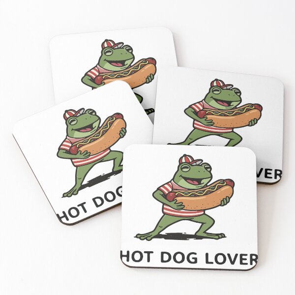 Item preview, Hungry Frog Eating Giant Hot Dog Cartoon designed and sold by Floomart.
