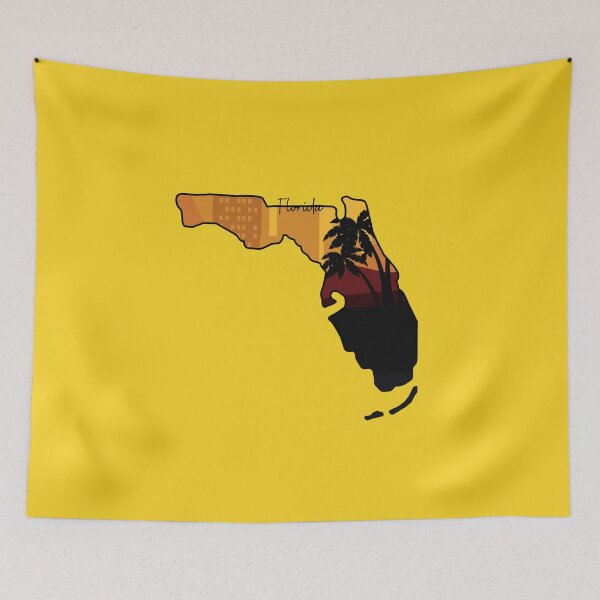Item preview, Florida State Map Sunset Palm Tree Art Design designed and sold by Avaaxa.