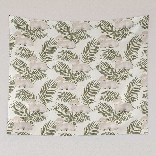 Item preview, Gentle Lamb & Palm Fronds designed and sold by LMHDesigns.
