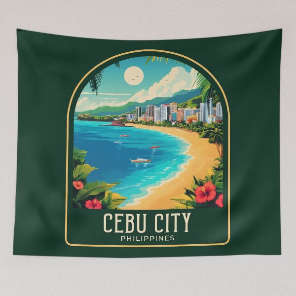 Item preview, Cebu City Vintage Travel Illustration designed and sold by HomeLivingCo.