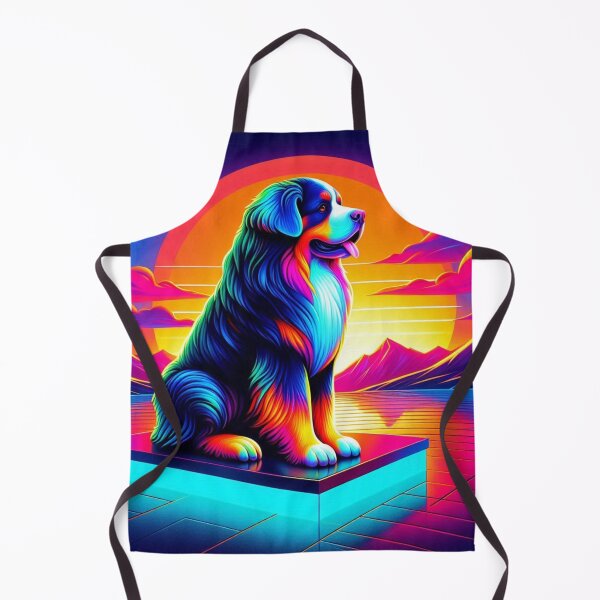 Item preview, Psychedelic Bernese Dog – Neon Sunset Emblem Design designed and sold by Dogandesighn.