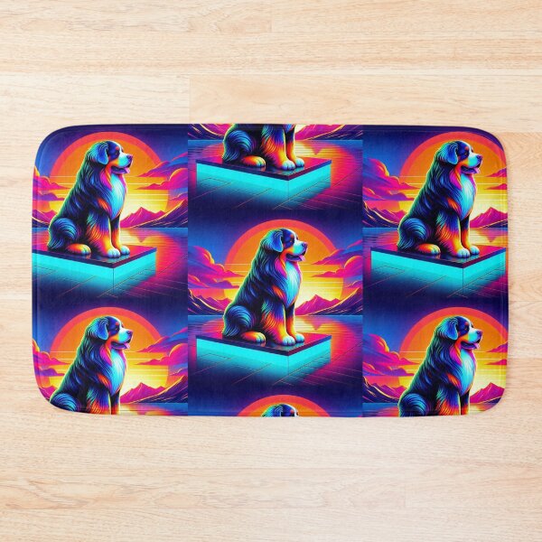Item preview, Psychedelic Bernese Dog – Neon Sunset Emblem Design designed and sold by Dogandesighn.