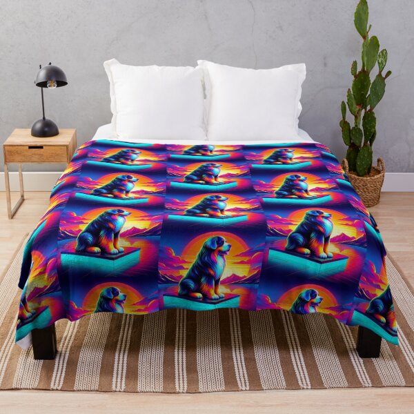 Item preview, Psychedelic Bernese Dog – Neon Sunset Emblem Design designed and sold by Dogandesighn.