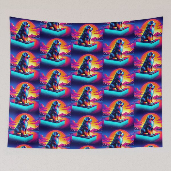 Item preview, Psychedelic Bernese Dog – Neon Sunset Emblem Design designed and sold by Dogandesighn.