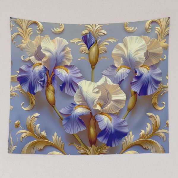 Item preview, Blue and White Iris Floral Art designed and sold by MargaretWiktor.