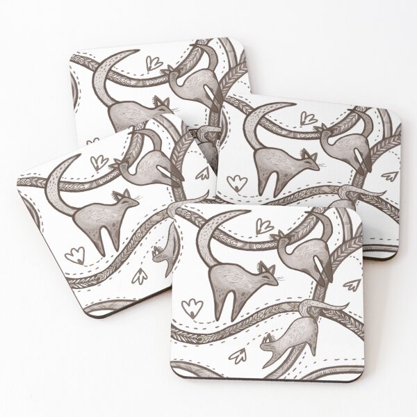 Item preview, Whimsical Folk Art Cats - Monochrome Animal illustration designed and sold by FaliushART.