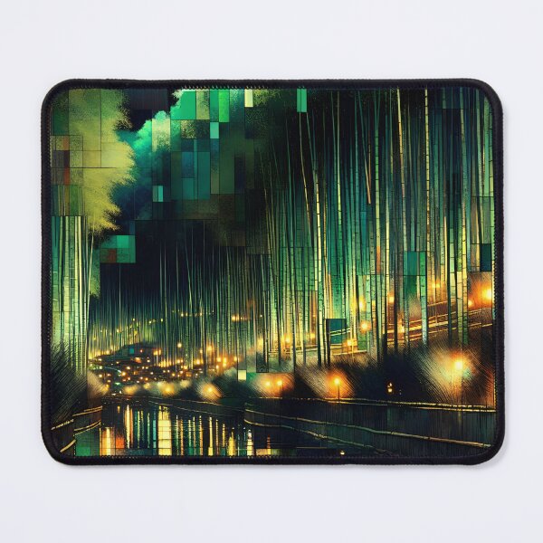 Item preview, Midnight in the Bamboo Grove | Japanese Lantern Forest Landscape designed and sold by Stoneflower-Art.
