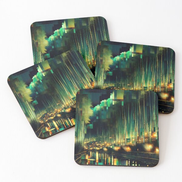 Item preview, Midnight in the Bamboo Grove | Japanese Lantern Forest Landscape designed and sold by Stoneflower-Art.