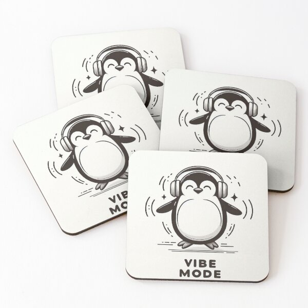 Item preview, Dancing Penguin with Headphones – Vibe Mode Funny Minimalist Design designed and sold by Mitaudesign.