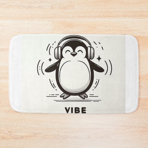 Item preview, Dancing Penguin with Headphones – Vibe Mode Funny Minimalist Design designed and sold by Mitaudesign.