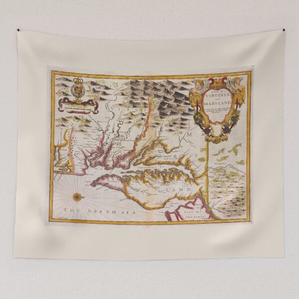 Item preview, A Vintage Map Of Virginia And Maryland 1676 designed and sold by JonnaHurmerinta.