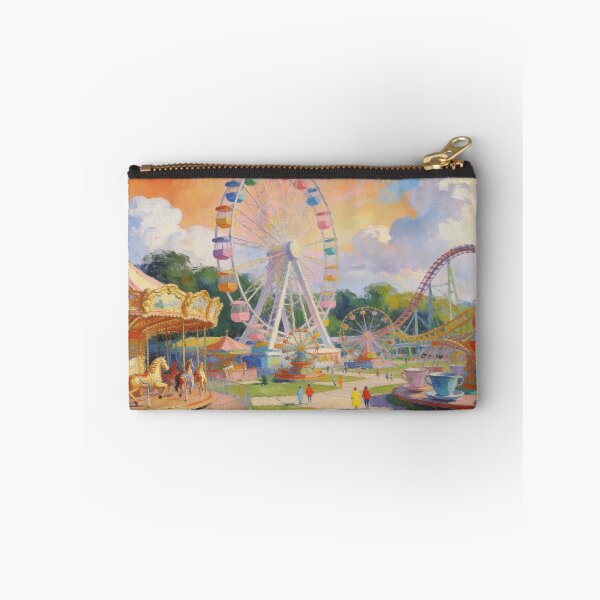 Item preview, Dreamy Fairground Painting, Impressionist Theme Park with Rides, Sweets & Garden View designed and sold by BlareBlare.
