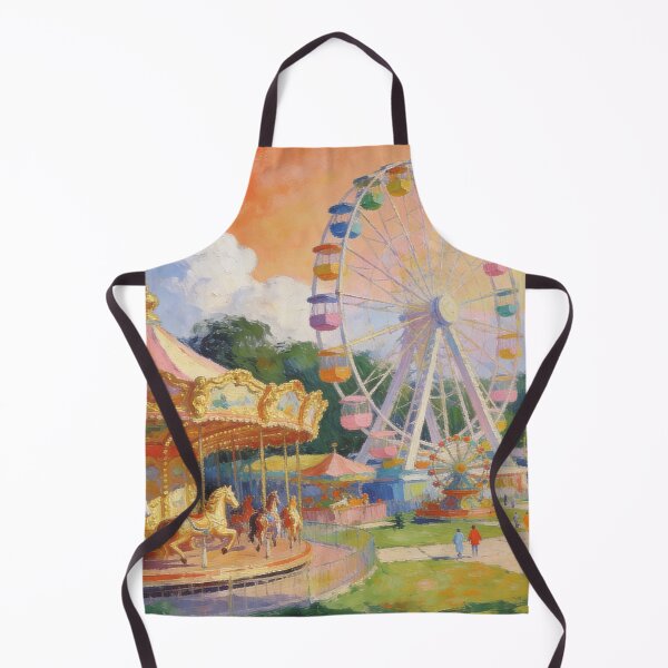 Item preview, Dreamy Fairground Painting, Impressionist Theme Park with Rides, Sweets & Garden View designed and sold by BlareBlare.