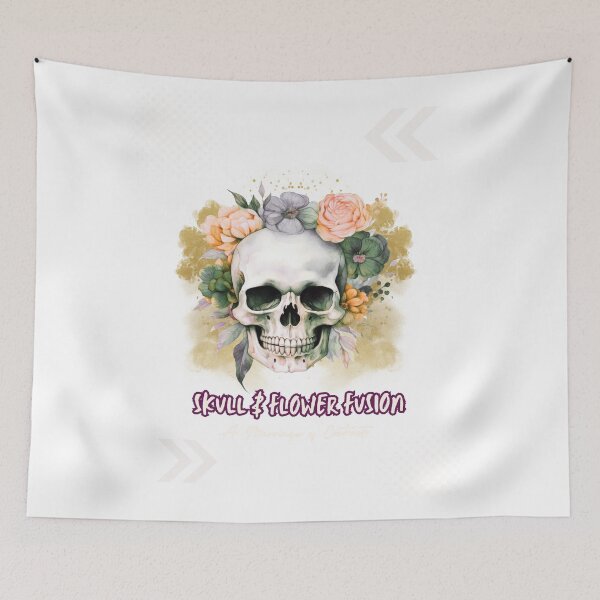 Item preview, Mystical Skull and Flower Fusion Gothic Art designed and sold by The Design Asset Station.