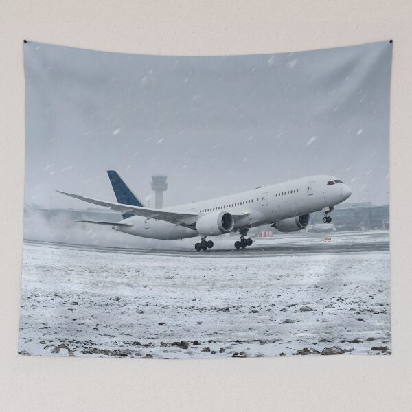 Item preview, Jet Takeoff Through Winter Snowstorm designed and sold by EMairplanes.