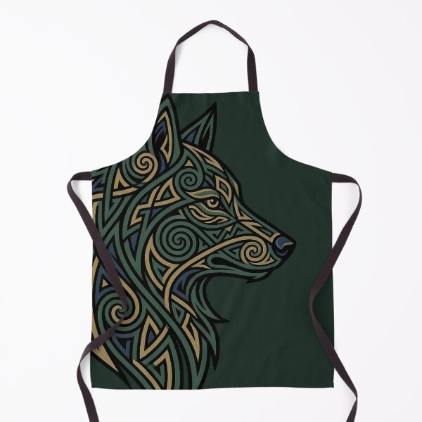 Item preview, Celtic Wolf Head Profile Norse Knotwork Green designed and sold by SolaoLab.