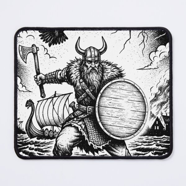 Item preview, Viking Warrior With Axe Shield And Raven In Storm designed and sold by Darkness Hole.