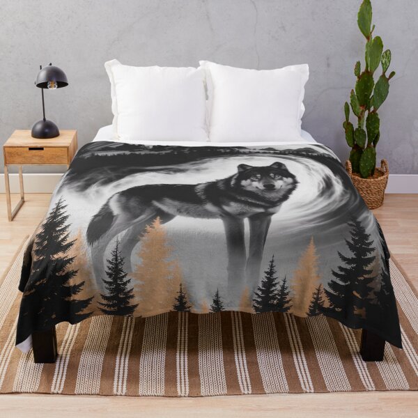 Item preview, Wolf Silhouette Double Exposure – Dark Forest and Mountains Art designed and sold by Thompika.
