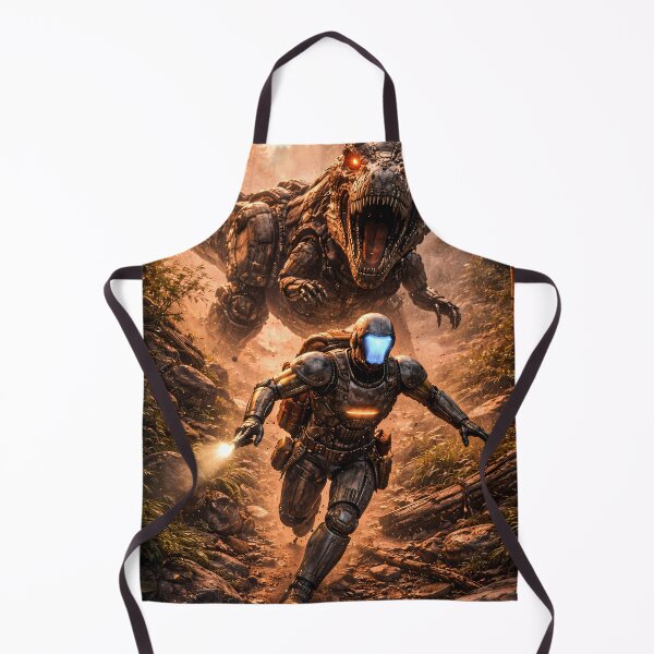 Item preview, Futuristic Robot Running from Monster in Forest Battle Scene designed and sold by KnitOfShadoF.