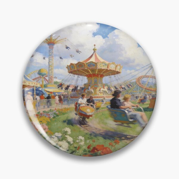 Item preview, Impressionist Amusement Park Painting, Lively Rides, Wall Art designed and sold by BlareBlare.