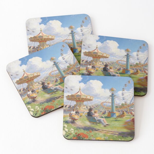 Item preview, Impressionist Amusement Park Painting, Lively Rides, Wall Art designed and sold by BlareBlare.