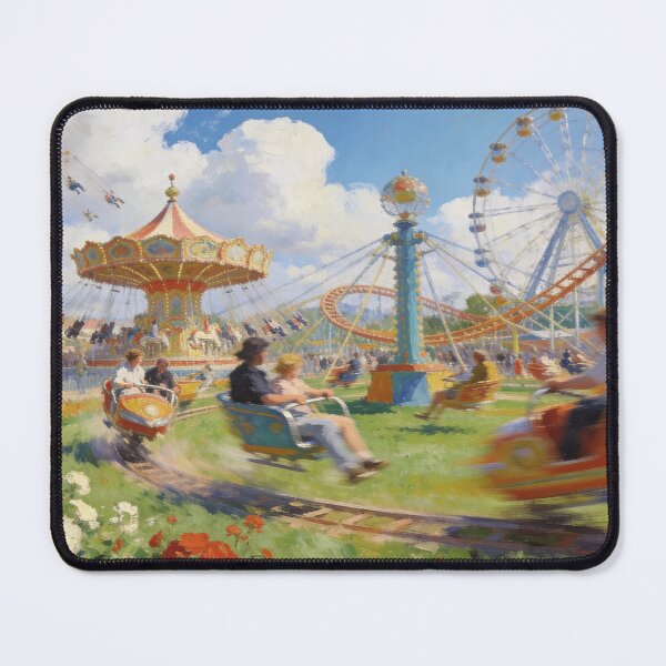 Item preview, Impressionist Amusement Park Painting, Lively Rides, Wall Art designed and sold by BlareBlare.