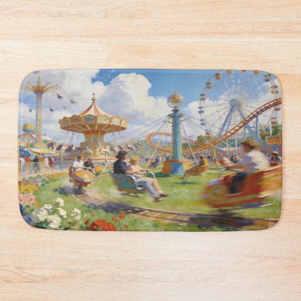 Item preview, Impressionist Amusement Park Painting, Lively Rides, Wall Art designed and sold by BlareBlare.
