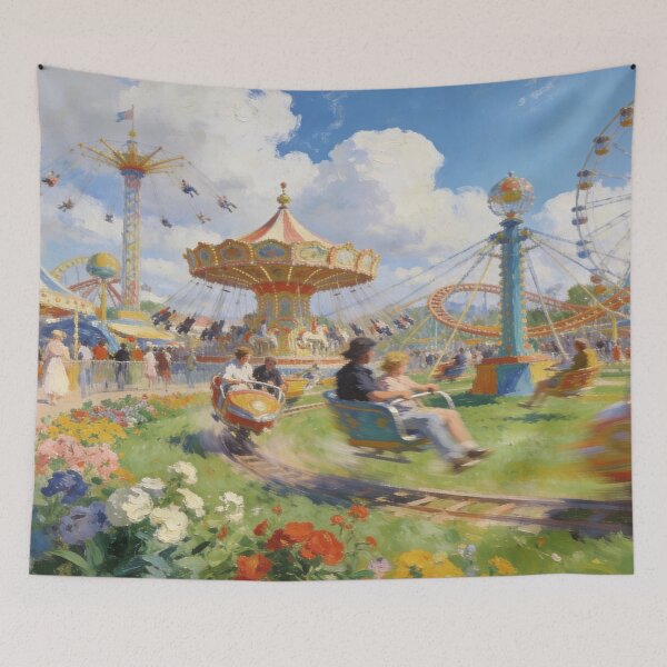 Item preview, Impressionist Amusement Park Painting, Lively Rides, Wall Art designed and sold by BlareBlare.