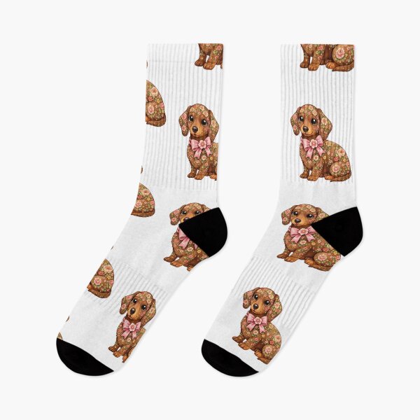 Item preview, Cute Floral Dachshund Puppy Kawaii Dog Art designed and sold by PlynGraphics.
