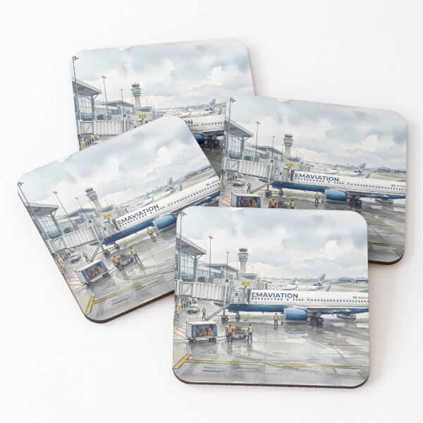 Item preview, Watercolor Airplane Boarding Gate Scene designed and sold by EMaviation_.