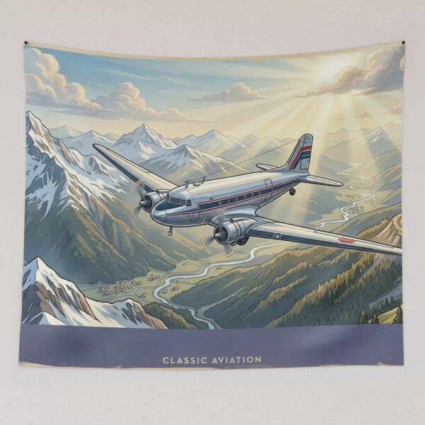 Item preview, Vintage Propeller Plane Over Mountains designed and sold by EMairplanes.