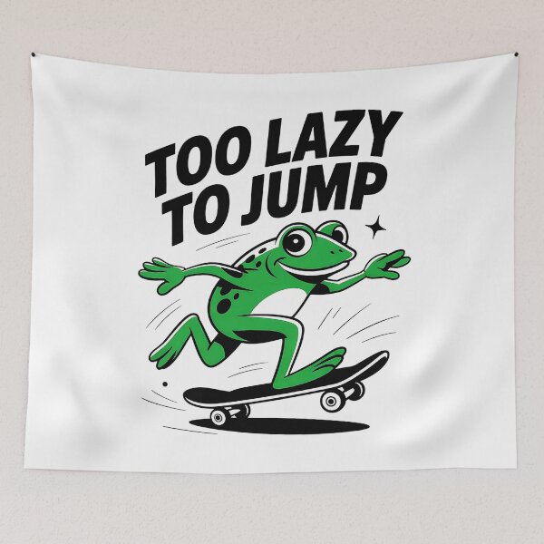 Item preview, Too Lazy to Jump - Skateboarding Frog Cartoon designed and sold by Pro AguiZoul Art.