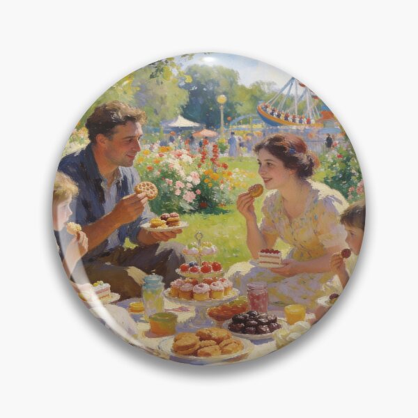 Item preview, Colorful Theme Park Artwork – People Playing, Sweets & Picnic in Impressionism Style designed and sold by BlareBlare.