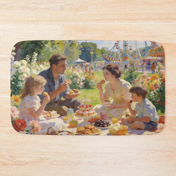 Item preview, Colorful Theme Park Artwork – People Playing, Sweets & Picnic in Impressionism Style designed and sold by BlareBlare.