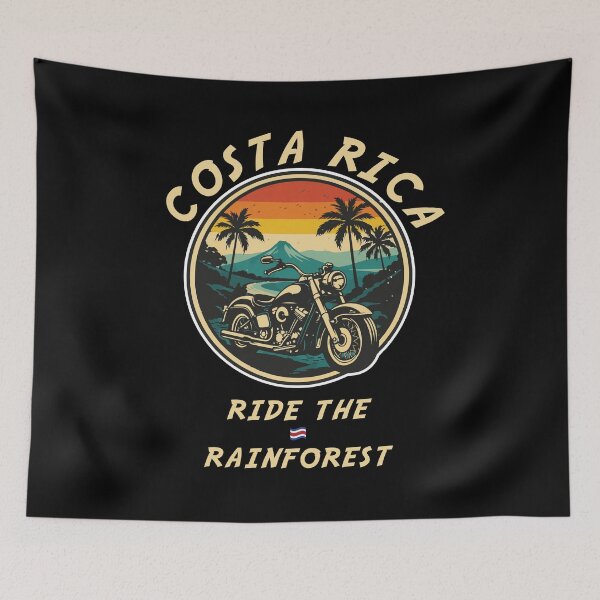 Item preview, Ride the Rainforest Costa Rica Motorcycle Shirt Tropical Biker Adventure Tee designed and sold by Freki & Geri.