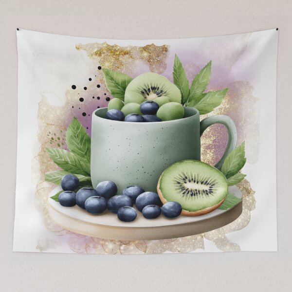 Item preview, Aesthetic Fruit Cup | Blueberry Kiwi Cozy Illustration designed and sold by ChenEngEng.