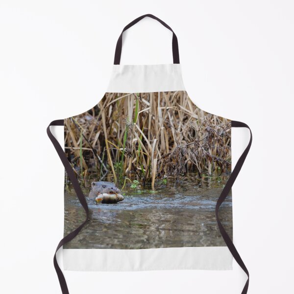 Item preview, River Otter in water near reeds with fish designed and sold by Stephen Jarman.