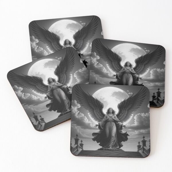 Item preview, Gothic Angel – Fallen Angel Dark Art, Black and Gray Silhouette designed and sold by Thompika.