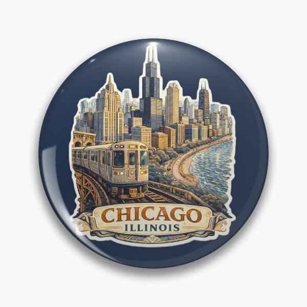 Item preview, Chicago Skyline & Train Illustration designed and sold by Alice Cristalis.