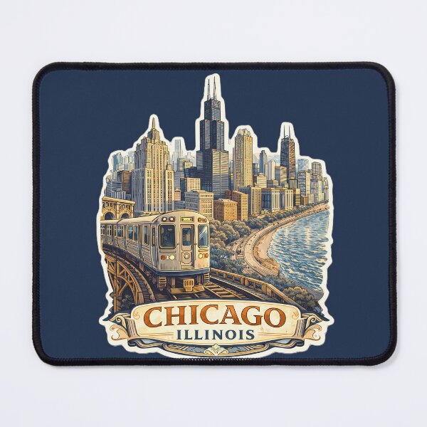 Item preview, Chicago Skyline & Train Illustration designed and sold by Alice Cristalis.
