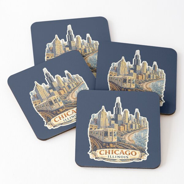 Item preview, Chicago Skyline & Train Illustration designed and sold by Alice Cristalis.