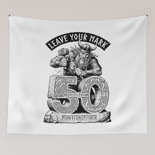 Item preview, 50th Birthday Viking Old Man Runestone Funny Norse Warrior designed and sold by GrandeDuc.