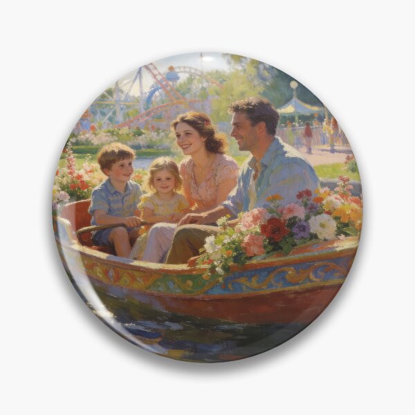 Item preview, Joyful Amusement Park Wall Art – Boat Rides, Flowers & Family Fun Landscape designed and sold by BlareBlare.