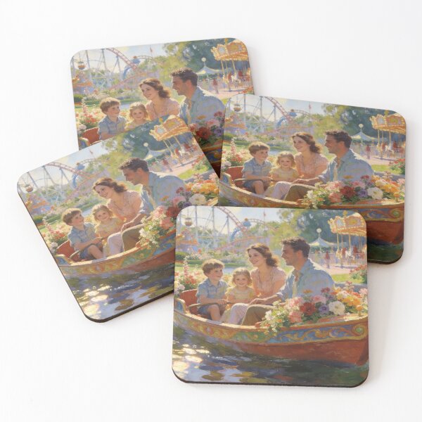 Item preview, Joyful Amusement Park Wall Art – Boat Rides, Flowers & Family Fun Landscape designed and sold by BlareBlare.
