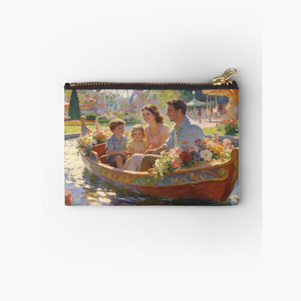 Item preview, Joyful Amusement Park Wall Art – Boat Rides, Flowers & Family Fun Landscape designed and sold by BlareBlare.