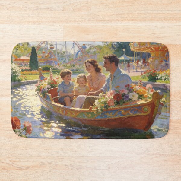 Item preview, Joyful Amusement Park Wall Art – Boat Rides, Flowers & Family Fun Landscape designed and sold by BlareBlare.