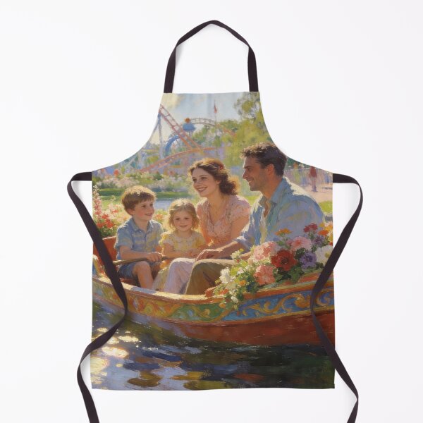 Item preview, Joyful Amusement Park Wall Art – Boat Rides, Flowers & Family Fun Landscape designed and sold by BlareBlare.