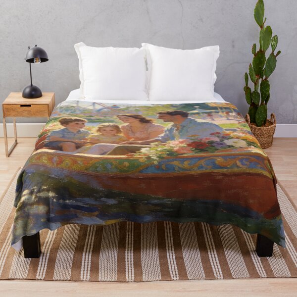 Item preview, Joyful Amusement Park Wall Art – Boat Rides, Flowers & Family Fun Landscape designed and sold by BlareBlare.