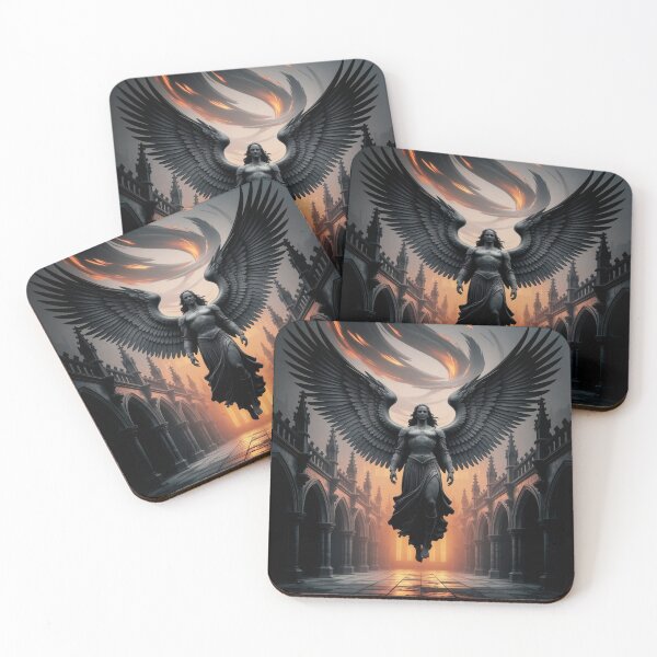 Item preview, Gothic Angel – Fallen Angel Dark Art, Black and Gray Silhouette2 designed and sold by Thompika.